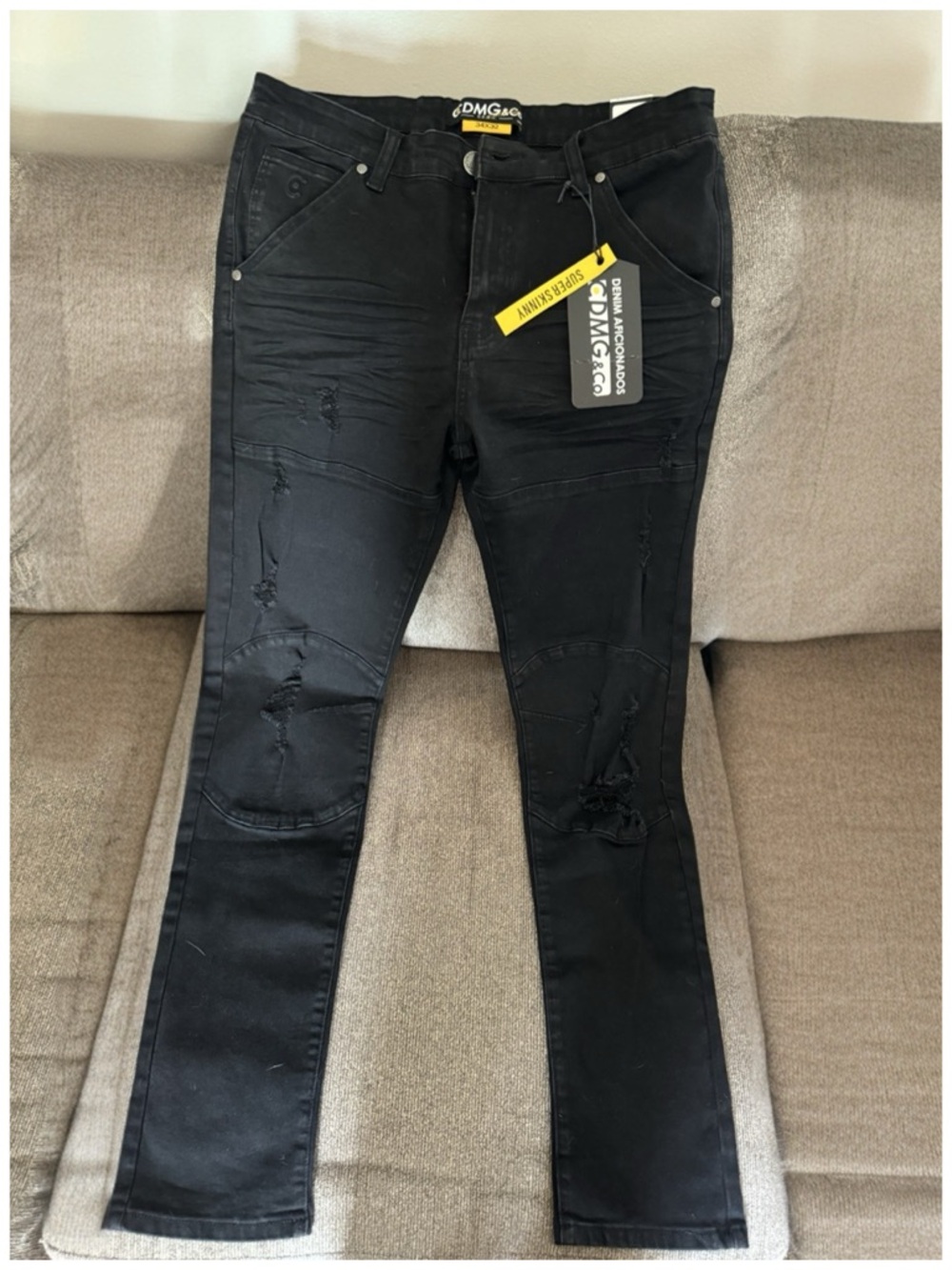 Men’s Black Distressed Skinny Jeans